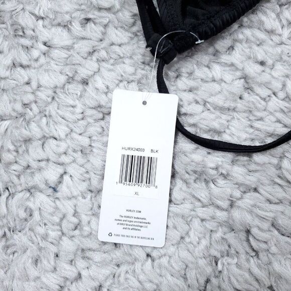 Hurley Ribbed Black 2 Piece Swimsuit Bikini Set Size XL Rib Triangle New - Picture 4 of 8